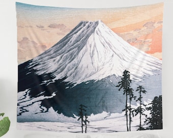 Mountain Tapestry, Japan Tapestry, Japanese Decor, Hiroaki Takahashi, Asian Tapestry, Mountain Wall Art, Mountain Painting, Nature Tapestry