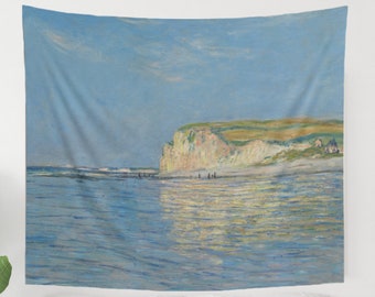 Claude Monet, Monet Tapestry, Blue Tapestry, Beach Tapestry, Ocean Tapestry, Monet Art, Ocean Wall Hanging, Ocean Decor, Beach Oil Painting