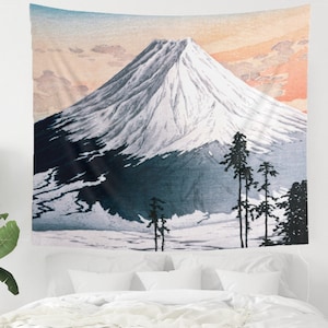 Mountain Tapestry, Japan Tapestry, Japanese Decor, Hiroaki Takahashi, Asian Tapestry, Mountain Wall Art, Mountain Painting, Nature Tapestry