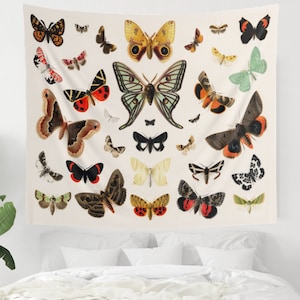 Butterfly Tapestry, Moth Wall Art, Vintage Butterfly, Butterfly Wall Art, Vintage Botanical, Nature Tapestry, Antique Butterfly, Moth Decor