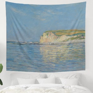 Claude Monet, Monet Tapestry, Blue Tapestry, Beach Tapestry, Ocean Tapestry, Monet Art, Ocean Wall Hanging, Ocean Decor, Beach Oil Painting