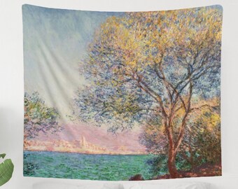 Tapeçaria Monet, Arte de Claude Monet, Presente Monet, Tapeçaria de Arte, Tapeçaria Vintage, Tapeçaria da Natureza, Tapeçaria de Árvores, Tapeçaria para Quarto de Estudante, Decoração Monet