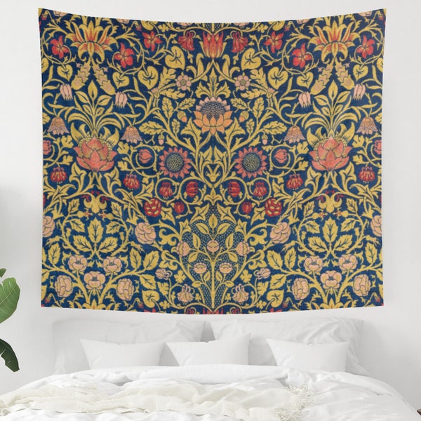 Gold Tapestry, Floral Tapestry, Pattern Tapestry, Gold Wall Art, Gold Wall Hanging, Floral Wall Hanging, William Morris, Flower Tapestry