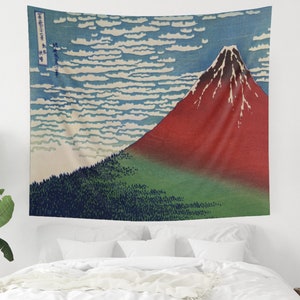 Japanese Tapestry, Mount Fuji, Hokusai Tapestry, Japanese Wall Art, Mountain Tapestry, Vintage Tapestry, Japanese Decor, Japan Gift