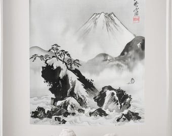 Mount Fuji Tapestry | Vintage Japanese Wall Hanging, Asian Decor