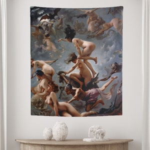 Witch Tapestry, Gothic Tapestry, Gothic Wall Art, Luis Ricardo Falero, Witch Painting, Witchy Decor, Mythology Art, Witch Art, Halloween Art