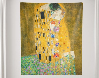 グスタフ・クリムト作「接吻」、織りブランケット、壁掛けタペストリー