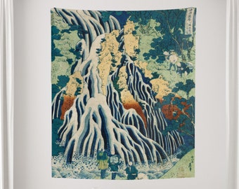 Japanese Tapestry, Waterfall Tapestry, Hokusai Tapestry, Japan Art, Japanese Decor, Vintage Tapestry, Japanese Art, Nature Tapestry