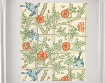 Bird Tapestry, Botanical Tapestry, Vintage Tapestry, Nature Tapestry, Vintage Bird, Plant Trellis, Bird Art, Floral Tapestry, William Morris