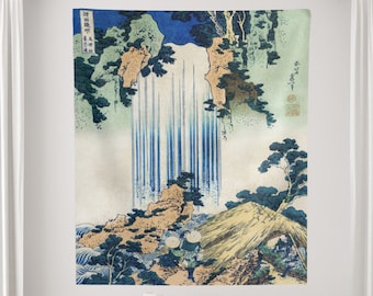 Japanese Tapestry, Waterfall Tapestry, Hokusai Decor, Vintage Japan, Japanese Wall Art, Japanese Woodblock, Nature Tapestry , Japanese Decor