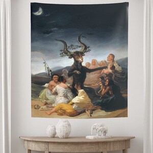 Witches Sabbath, Gothic Tapestry, Vintage Tapestry, Art Tapestry, Gothic Decor, Moon Tapestry, Witch Tapestry, Witch Decor, Gothic Wall Art