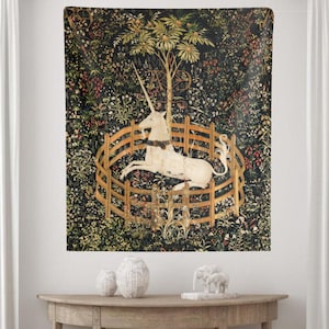 Unicorn in captivity shop tapestry for sale