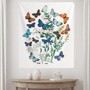 Butterfly Tapestry, Boho Tapestry, Vintage Butterfly, Butterfly Decor, Botanical Tapestry, Nature Tapestry, Dorm Tapestry, Moth Tapestry