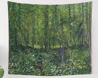 Van Gogh Tapestry, Tree Tapestry, Forest Tapestry, Art Tapestry, Tree Painting, Vintage Tapestry, Van Gogh Painting, Vincent Van Gogh