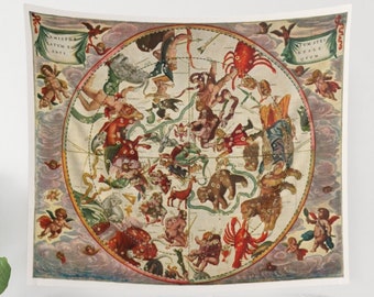 Astrology Tapestry, Zodiac Tapestry, constellation Tapestry, Star Tapestry, Zodiac Wall Art, Astrology Gift, Celestial Art, Vintage Tapestry