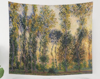 Monet Tapestry, Tree Tapestry, Claude Monet, Art Tapestry, Tree Painting, Painting Tapestry, Impressionism, Oil Painting, Vintage Nature