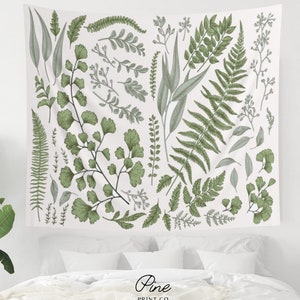 Botanical Tapestry, Plant Tapestry, Houseplant Decor, Botanical Wall Art, Plant Wall Art, Nature Tapestry, Fabric Headboard, Boho Tapestry