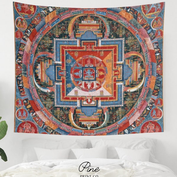 Mandala Wandteppich, Jnanadakini Kunst, buddhistischer Wandteppich, Buddha Wandteppich, Vintage Wandteppich, Tibet Kunst, Nepal Kunst, Chinesischer Wandteppich, Mandala Kunst