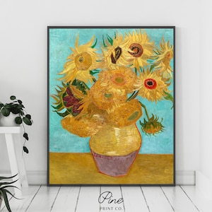 Estampado de Van Gogh, Estampado de girasol, Arte floral de la pared, Pintura de girasol, Pintura floral, Pintura de Van Gogh, Decoración de Van Gogh, Estampado floral