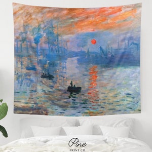 Monet Tapestry, Claude Monet, Ocean Tapestry, Sunset Tapestry, Ocean Sunset, Art Tapestry, Vintage Tapestry, Ocean Painting, Boat Painting