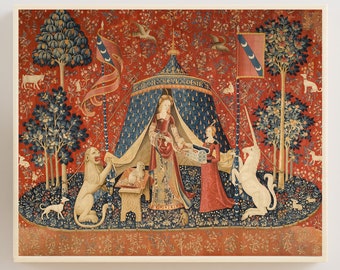 Renaissance Decor, Unicorn Print, Renaissance Art, Vintage Wall Art, Fine Art Decor, Lady and the Unicorn, Unicorn Art, Renaissance Painting