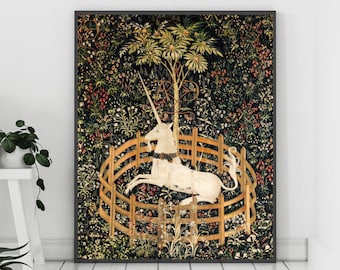 Vintage Unicorn Print | Medieval Wall Art, Medieval Poster, Vintage Home Decor