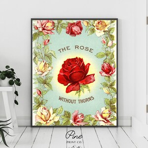 Rose Print, Vintage Poster, Floral Poster, Vintage Floral, Flower Poster, Floral Wall Art, Rose Painting, Vintage Decor
