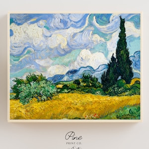 Van Gogh Print, Wheat Field with Cypresses, Landscape Painting, Vincent Van Gogh, Van Gogh Painting, Fine Art Print, Cypress Tree Painting