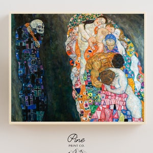 Death Print, Gustav Klimt, Malarstwo Klimta, Śmierć i życie, Grim Reaper, Malarstwo śmierci, Sztuka śmierci, Dekoracja gotycka, Wydruk artystyczny, Sztuka Klimta