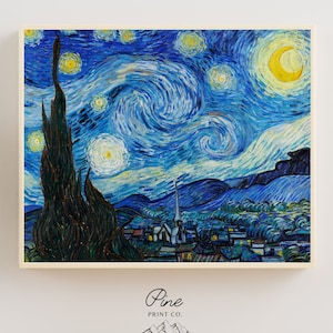 Starry Night Print, Van Gogh Print, Vincent Van Gogh, Van Gogh Painting, Moon Painting, Van Gogh Poster, Fine Art Print, Vintage Wall Art