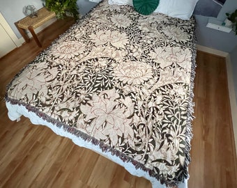 Coperta artistica intrecciata, coperta floreale, William Morris, coperta floreale, coperta Art Nouveau, coperta vintage, coperta con piante, coperta botanica