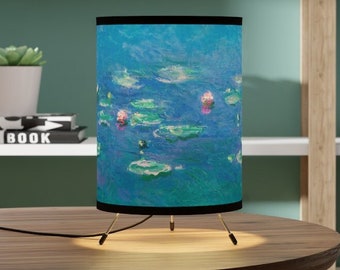 Water Lilies, Blue Lamp, Claude Monet, Tripod Lamp, Water Lily Painting, Monet Painting, Nature Lamp, Floral Lamp, Fine Art Lamp, Lily Pad