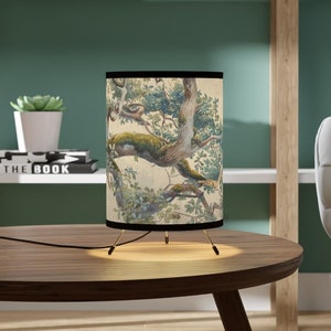Tree Lamp, Vintage Lamp, Tree Decor, Tree Painting, Art Lamp, Botanical Lamp, Plant Lamp, Tree Art , Tree Branches, Beige Lamp, Tripod Lamp