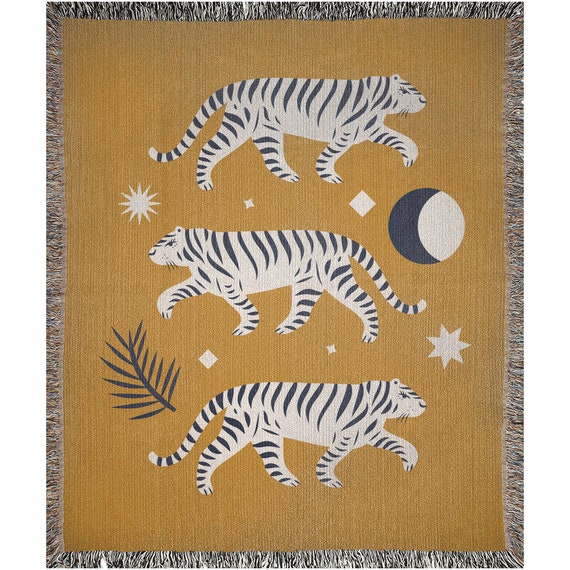 Tiger Blanket Woven Blankets Boho Blanket Jungle Blanket Tiger Decor Mustard Blanket Moon Blanket Jungle Decor Yellow Throw Etsy Canada