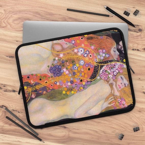 Klimt Laptop Sleeve, Gustav Klimt, Boho Macbook Sleeve, iPad Sleeve, Tablet Case, Art Laptop Case, Water Serpents, Woman Laptop Sleeve