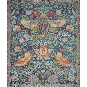 William Morris Blanket, Woven Blanket, Bird Blanket, Art Nouveau, Strawberry Thief, Boho Blanket, Nature Blanket, Bird Home Decor