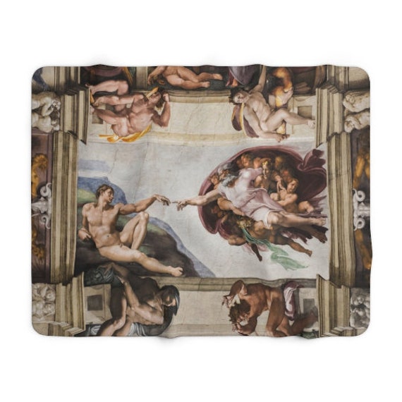 Creation of Adam Blanket, Fine Art Blanket, Renaissance Blanket, Sistine Chapel, Painting Blanket, Biblical Blanket, Michelangelo