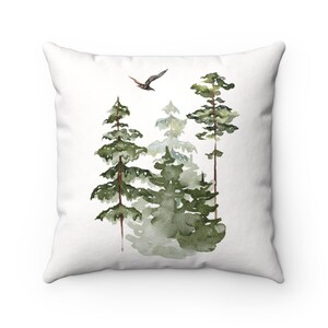 Forest Pillow, Tree Pillow, Forest Decor, Nature Watercolor, Green Pillow, Nature Throw Pillow, Green Throw Pillow, Forest Nursery