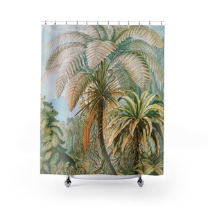 Tropical Shower Curtain, Jungle Shower Curtain, Jungle Bathroom, Palm Shower Curtain, Botanical Bathroom, Tropical Bathroom, Tree Shower