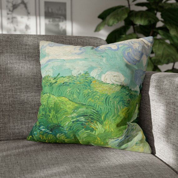 Nature Pillow, Art Pillow, Vintage Pillow, Landscape Painting, Green Pillow, Throw Pillow, Van Gogh Pillow, Vincent Van Gogh, Van Gogh Decor