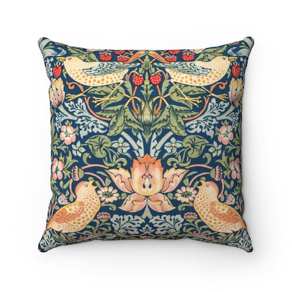 Bird Throw Pillow, William Morris, Nature Pillow, Vintage Pillow, Vintage Bird, Nature Pattern Pillow, Strawberry Thief, Art Nouveau Decor