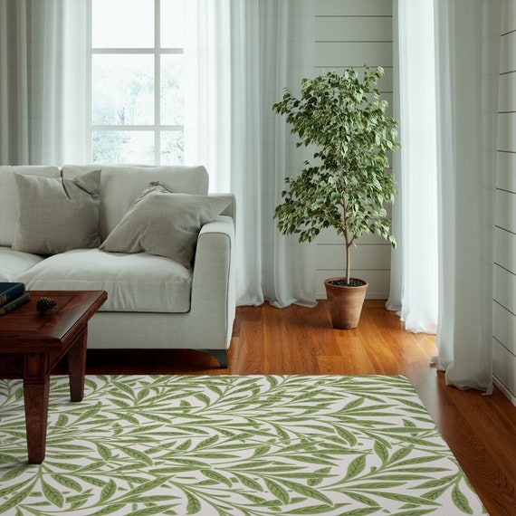 Green Rug, William Morris Rug, Botaical Decor, Leaf Rug, William Morris, Nature Rug, Area Rug, Accent Rug, Art Rug, Plant Rug, Leaf Decor
