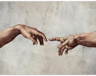 Creation of Adam Wall Print | Michelangelo Renaissance Museum Poster, Vintage Style Home Decor