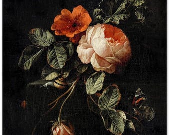 Rose Vintage Botanical Wall Print | Dark Gothic Floral Museum
