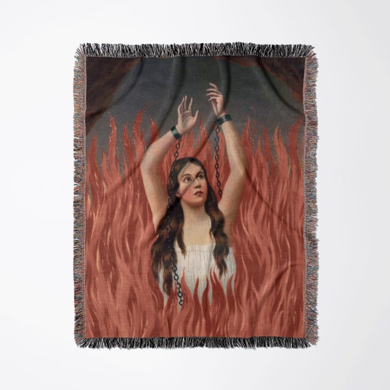 Anima Sola, Woven Blanket, Soul In Purgatory, Hell Blanket, Lonely Soul, Mexican Blanket, Woman Blanket, Gothic Blanket, Hell Decor
