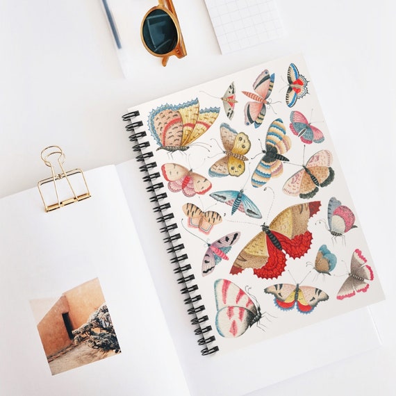 Butterfly Notebook, Spiral Notebook, Moth Notebook, Vintage Moth, Moth Illustration, Vintage Nature, Nature Notebook, Insect Notebook