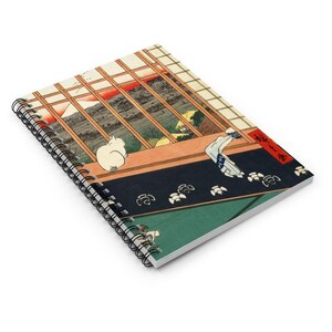 Cat Spiral Notebook | Japanese Hiroshige Festival Ruled Journal, Vintage Style Writing Companion image 4
