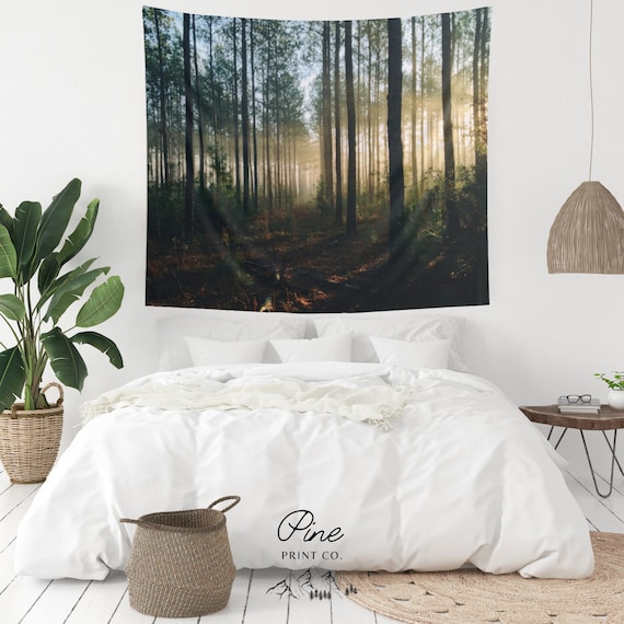 Forest Tapestry, Nature Tapestry, Tree Tapestry, Forest Photo, Magic Woods Tapestry, Wanderlust Decor, Cottagecore Decor, Dorm Tapestry