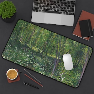 Green Desk Mat, Van Gogh Decor, Tree Desk Mat, Plant Desk Mat, Tree Mousepad, Green Office Decor, Tree Painting, Botanical Decor, Tree Art