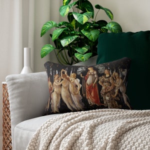 Renaissance Pillow, Sandro Botticelli, Renaissance Painting, Fine Art Pillow, Black Lumbar Pillow, Renaissance Art, Art Home Decor